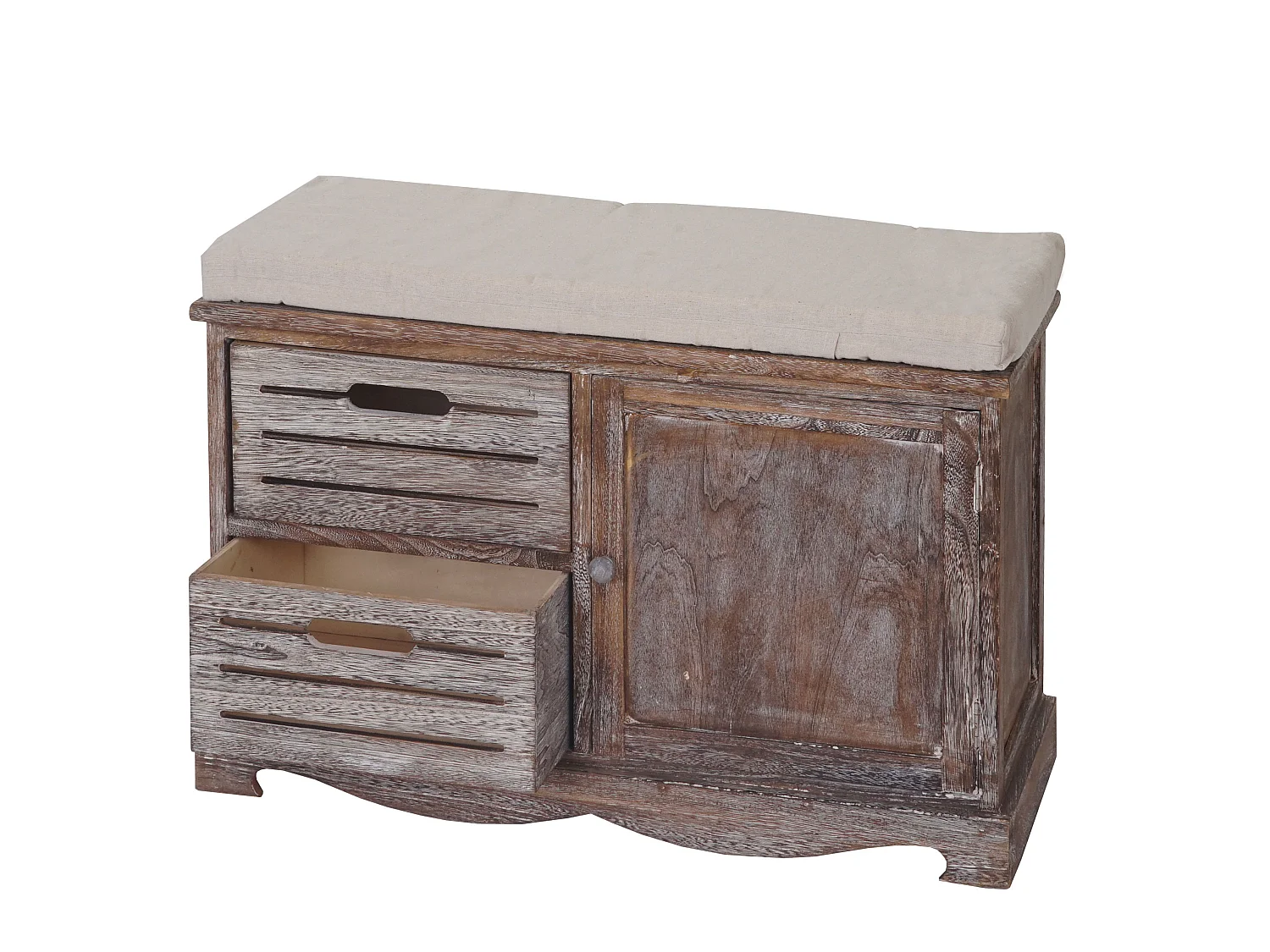 Ławka MCW-J22, styl shabby chic, Ławka MCW-J22, ławka komoda, styl shabby chic vintage, certyfikat MVG, 49 x 71 x 32 cm, brązowa 1866261