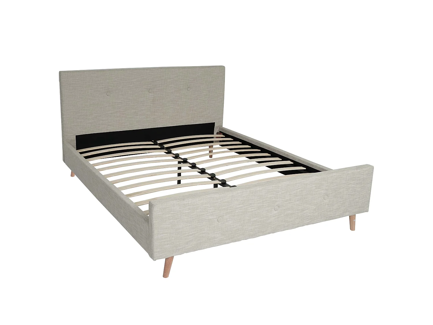 Łóżko tapicerowane MCW-J98 + stelaż listwowy 160 cm, 160 x 200 cm, kremowo-beżowe 3256302