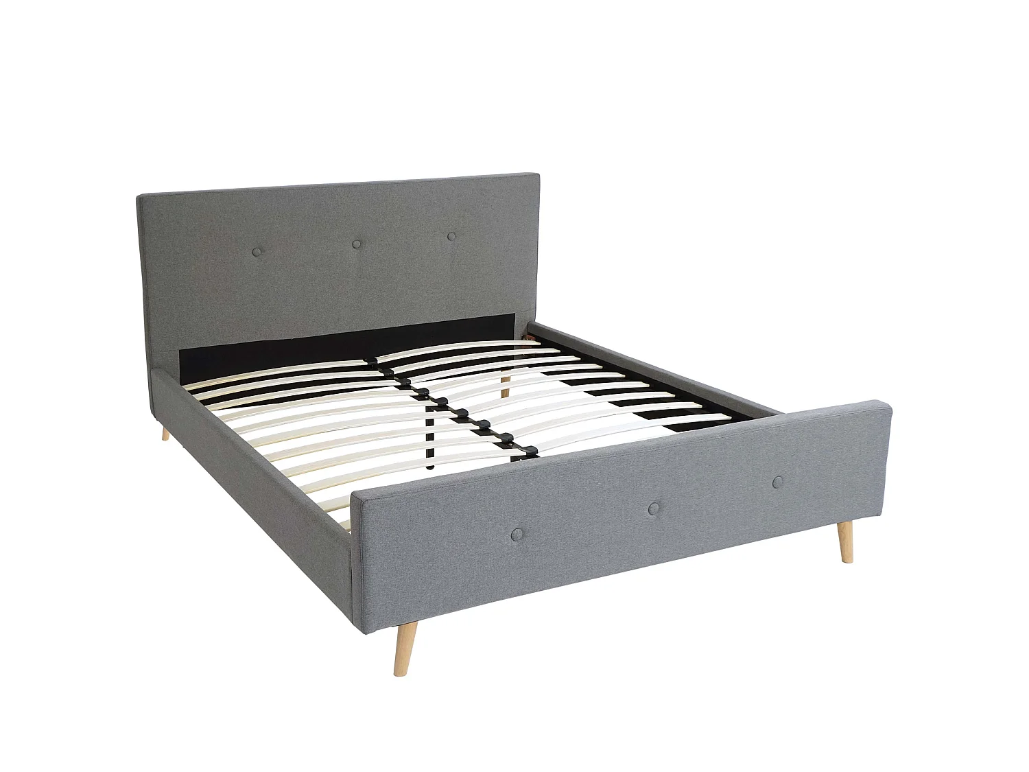 Łóżko tapicerowane MCW-J98 + stelaż listwowy 160 cm, 160 x 200 cm, szare 3256305