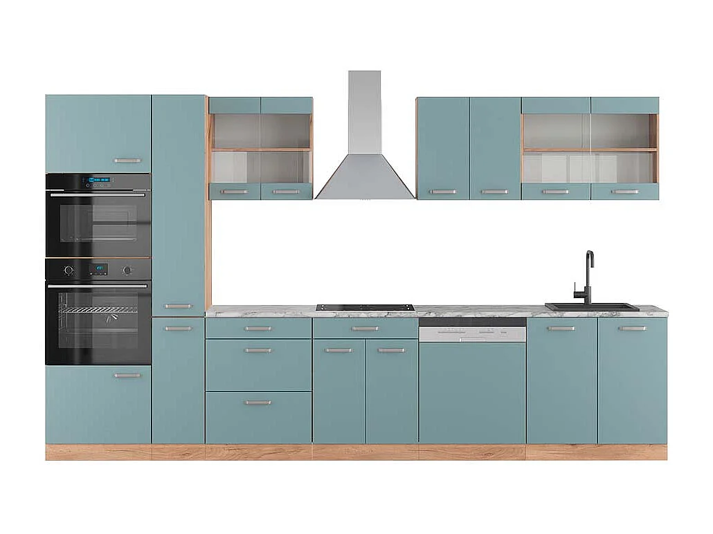 Kuchnia niebiesko-szary/złoty dąb 350x60x81.6 r-line 4779364
