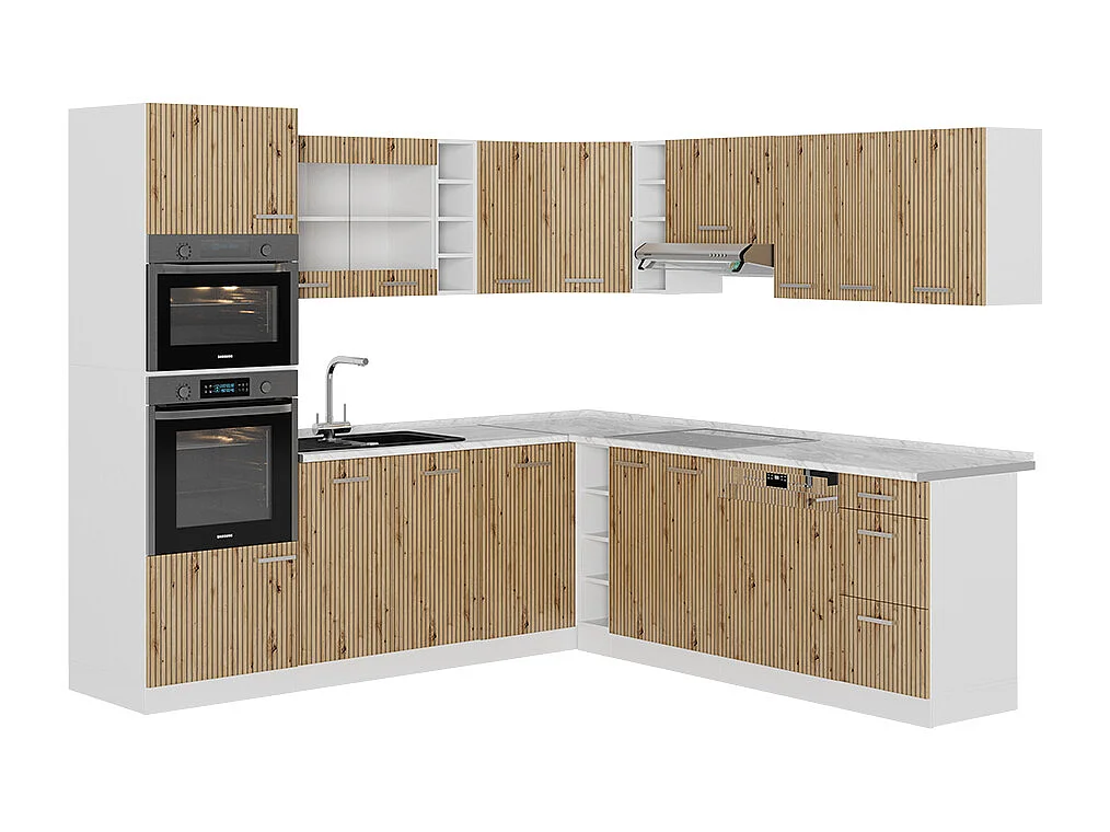 Kuchnia narożna dąb artisan/biały 247x60x81.6 r-line 4779727