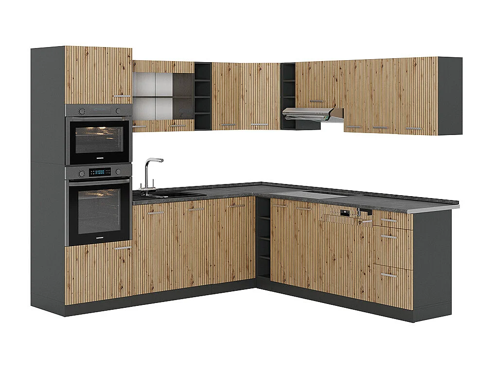 Kuchnia narożna dąb artisan/antracyt 247x60x81.6 r-line 4780566 - obrazek 1