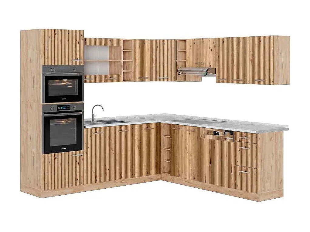 Kuchnia narożna dąb artisan/dąb goldkraft 247x60x81.6 r-line 4780477 - obrazek 1