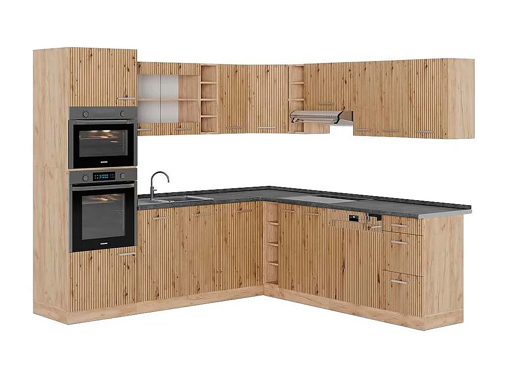 Kuchnia narożna dąb artisan/dąb goldkraft 247x60x81.6 r-line 4781306 - obrazek 1