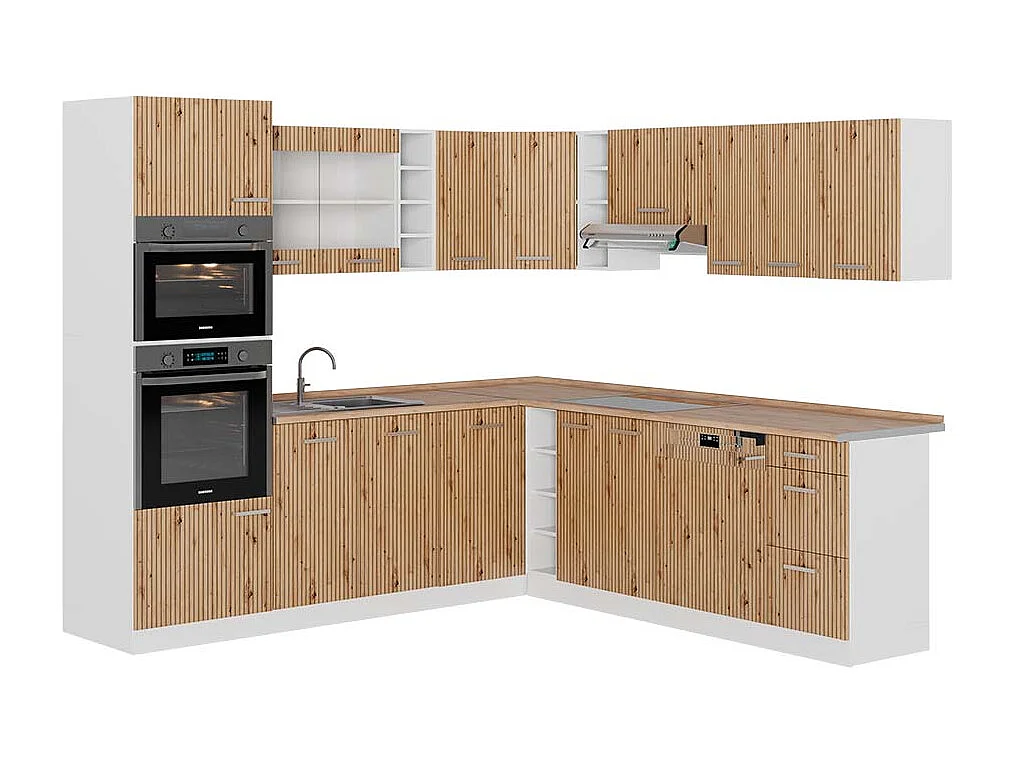 Kuchnia narożna dąb artisan/biały 247x60x81.6 r-line 4781282 - obrazek 1