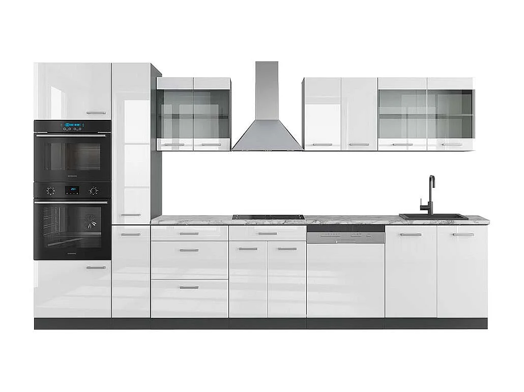 Kuchnia biały wysoki połysk/antracyt 350x60x81.6 r-line 4781167 - obrazek 1