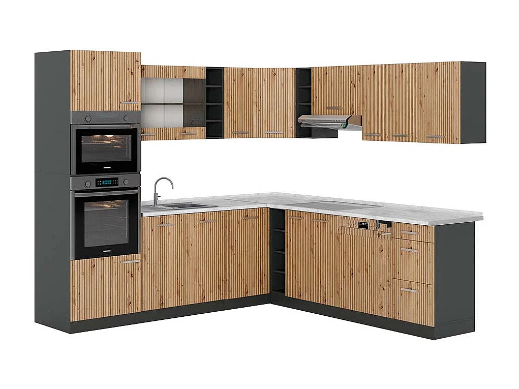 Kuchnia narożna dąb artisan/antracyt 247x60x81.6 r-line 4781507