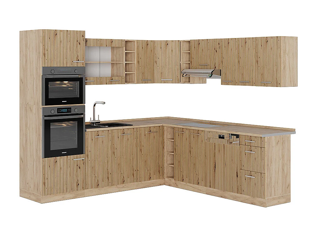 Kuchnia narożna dąb artisan/dąb goldkraft 247x60x81.6 r-line 4781488 - obrazek 1