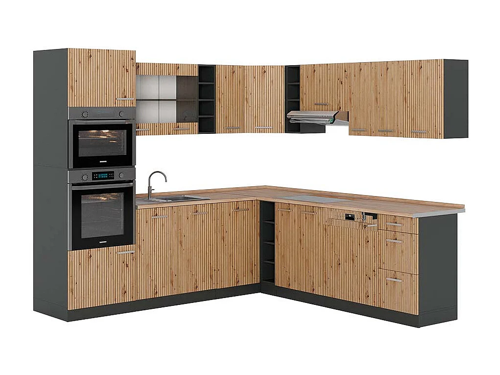 Kuchnia narożna dąb artisan/antracyt 247x60x81.6 r-line 4782070 - obrazek 1
