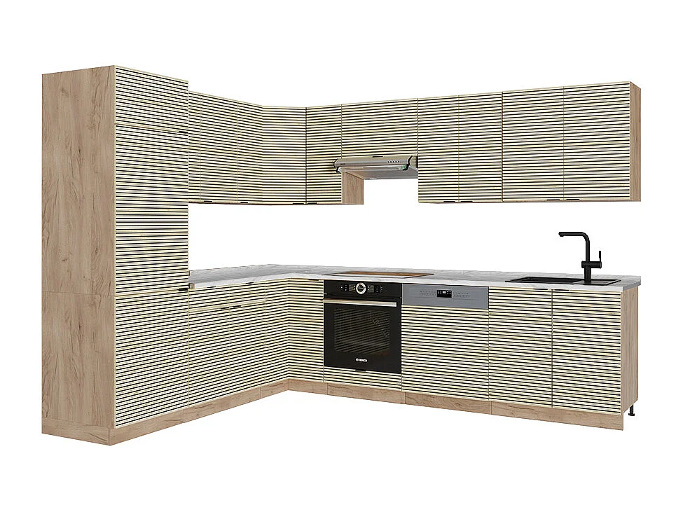 Kuchnia narożna panel dębowy/dąb goldkraft 287x46x81.6 fame-line 4779878 - obrazek 1