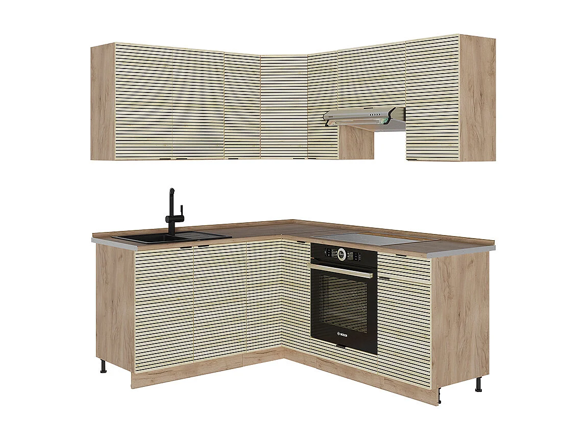 Kuchnia narożna panel dębowy/dąb goldkraft 190x46x81.6 fame-line 4781707