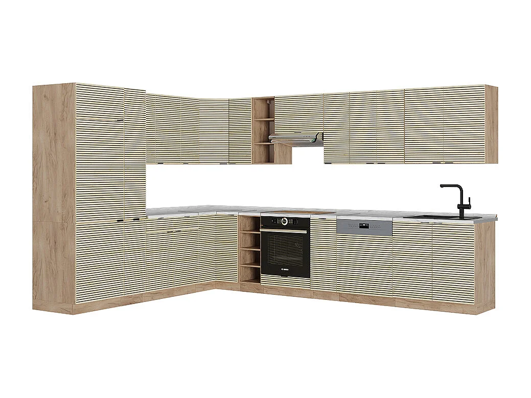 Kuchnia narożna panel dębowy/dąb goldkraft 347x46x81.6 fame-line 4782090