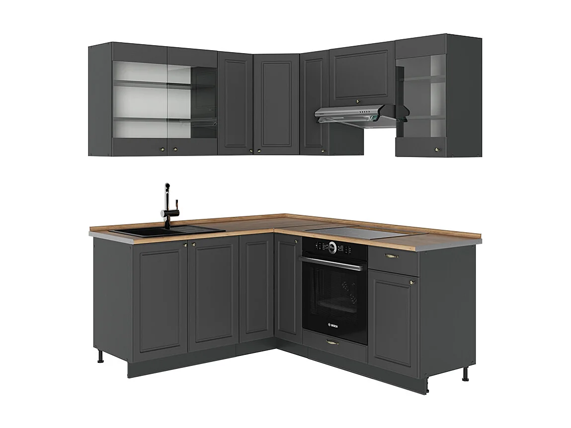 Kuchnia narożna anthrazit gold rustykalny/antracyt 190x60x81.6 fame-line 4779894 - obrazek 1