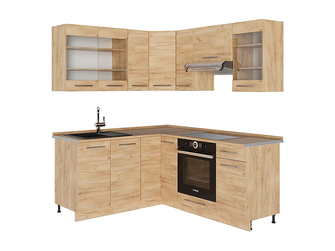 Kuchnia narożna dąb goldkraft/dąb goldkraft 190x46x81.6 fame-line 4780254
