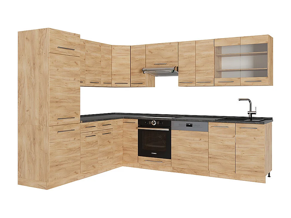 Kuchnia narożna dąb goldkraft/dąb goldkraft 287x60x81.6 fame-line 4779997