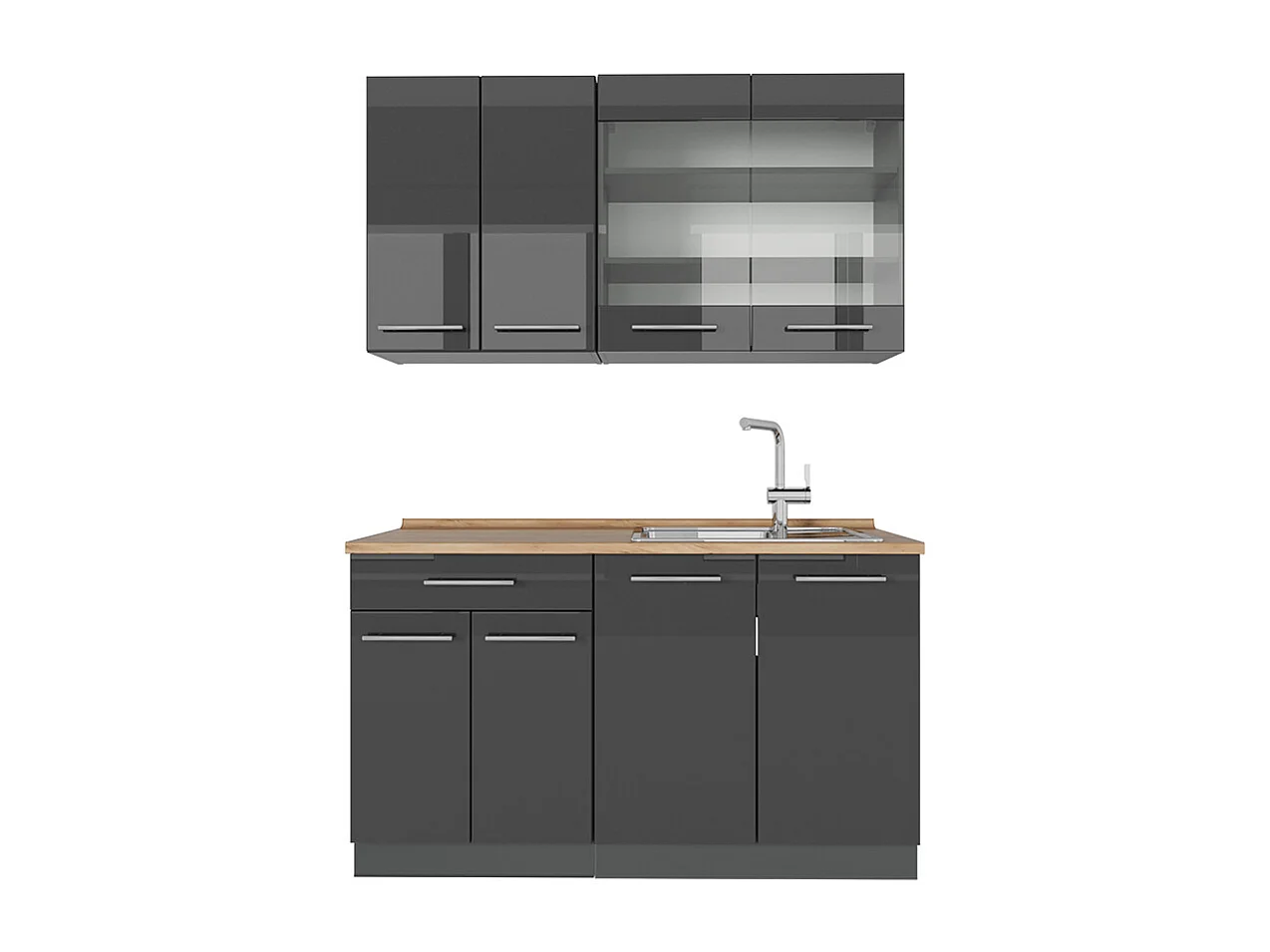 Kuchnia pojedyncza antracyt wysoki połysk 140x60x81.6 fame-line 4780109
