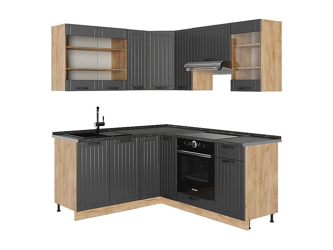 Kuchnia narożna ciemnoszary/dąb goldkraft 190x60x81.6 fame-line 4779770 - obrazek 1