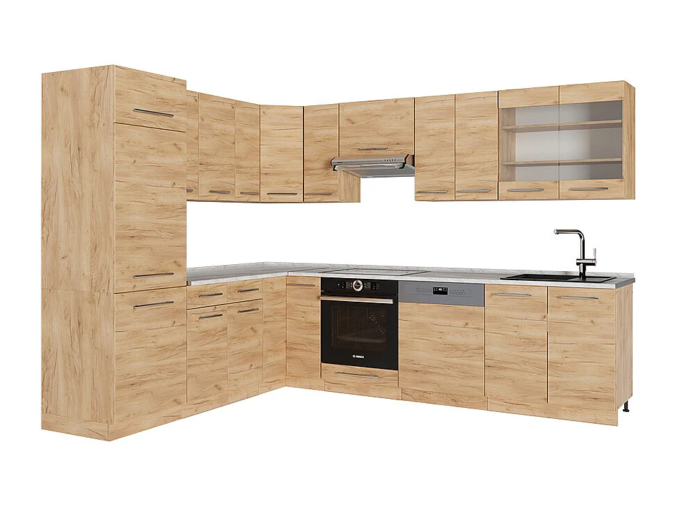 Kuchnia narożna dąb goldkraft/dąb goldkraft 287x60x81.6 fame-line 4781186