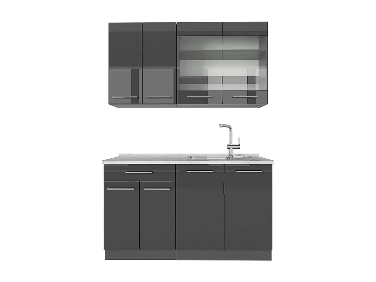 Kuchnia pojedyncza antracyt wysoki połysk 140x60x81.6 fame-line 4781132 - obrazek 1