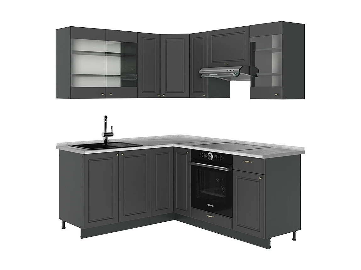 Kuchnia narożna anthrazit gold rustykalny/antracyt 190x60x81.6 fame-line 4782048 - obrazek 1