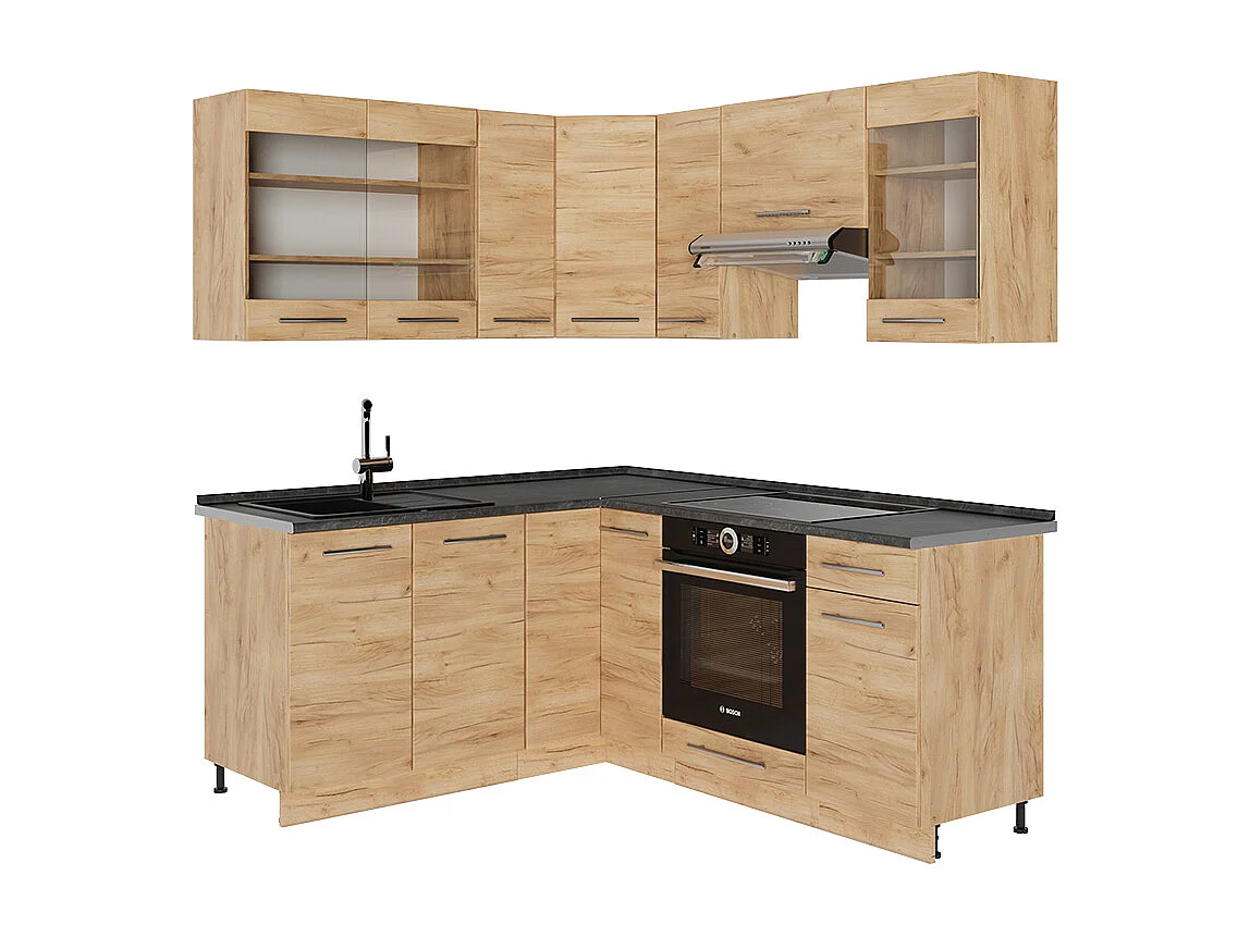 Kuchnia narożna dąb goldkraft/dąb goldkraft 190x60x81.6 fame-line 4781361