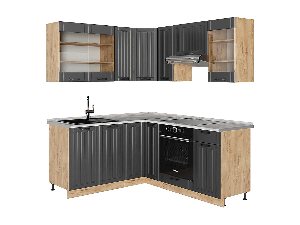 Kuchnia narożna ciemnoszary/dąb goldkraft 190x60x81.6 fame-line 4781531 - obrazek 1