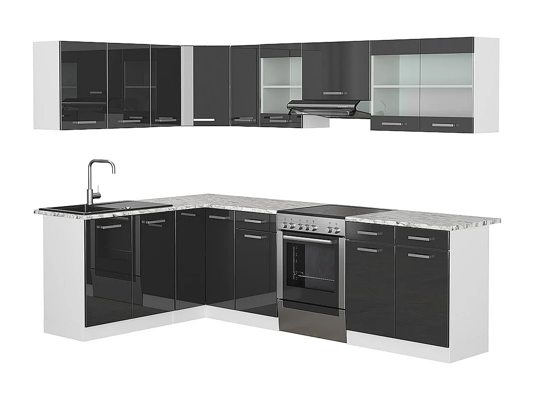 Kuchnia narożna antracyt połysk/biały 267x60x81.6 rick 4780088