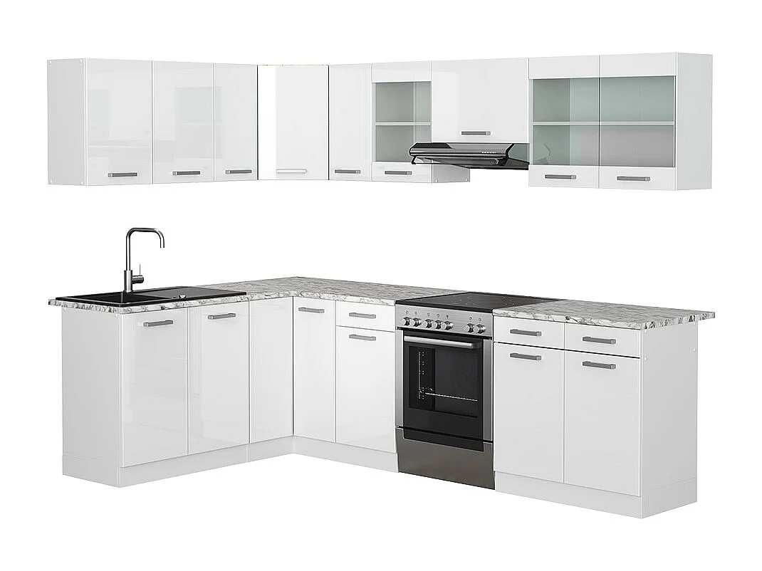 Kuchnia narożna biały wysoki połysk/biały 267x60x81.6 rick 4779736 - obrazek 1