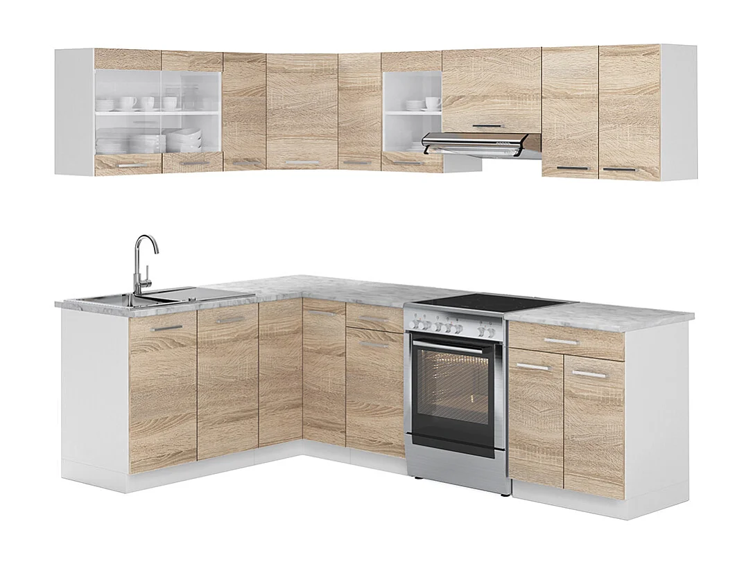 Kuchnia narożna sonoma/biały 247x60x81.6 rick 4779653 - obrazek 1