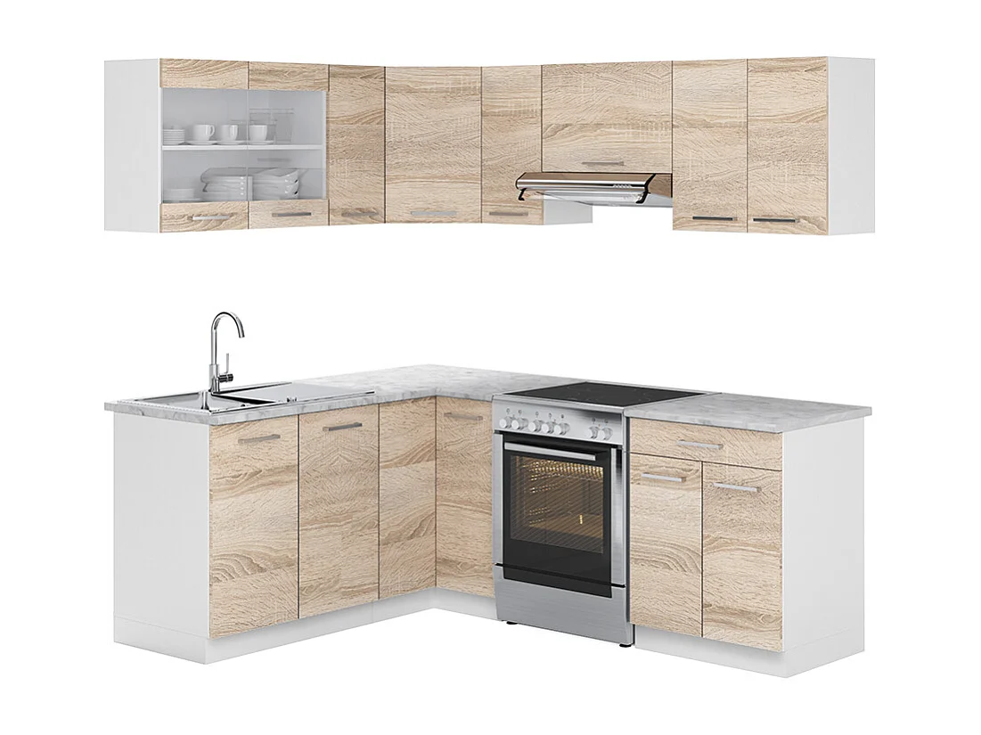 Kuchnia narożna sonoma/biały 207x60x81.6 rick 4780081