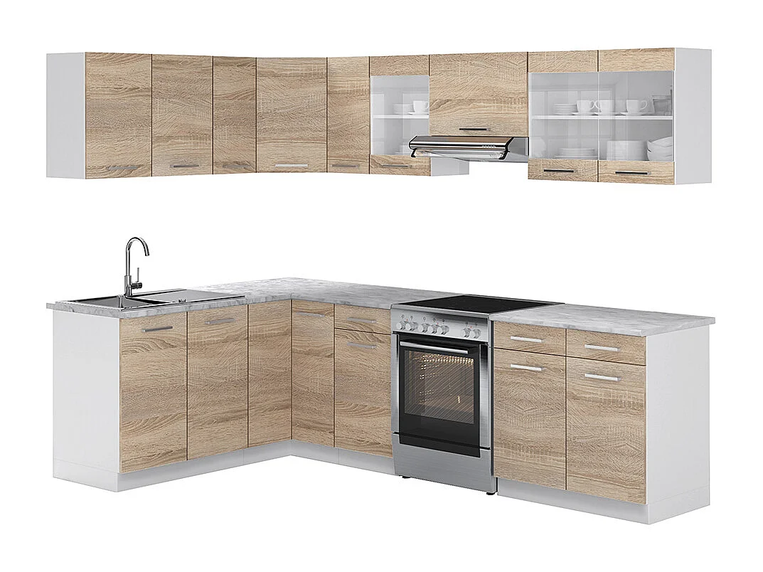 Kuchnia narożna sonoma/biały 267x60x81.6 rick 4780210