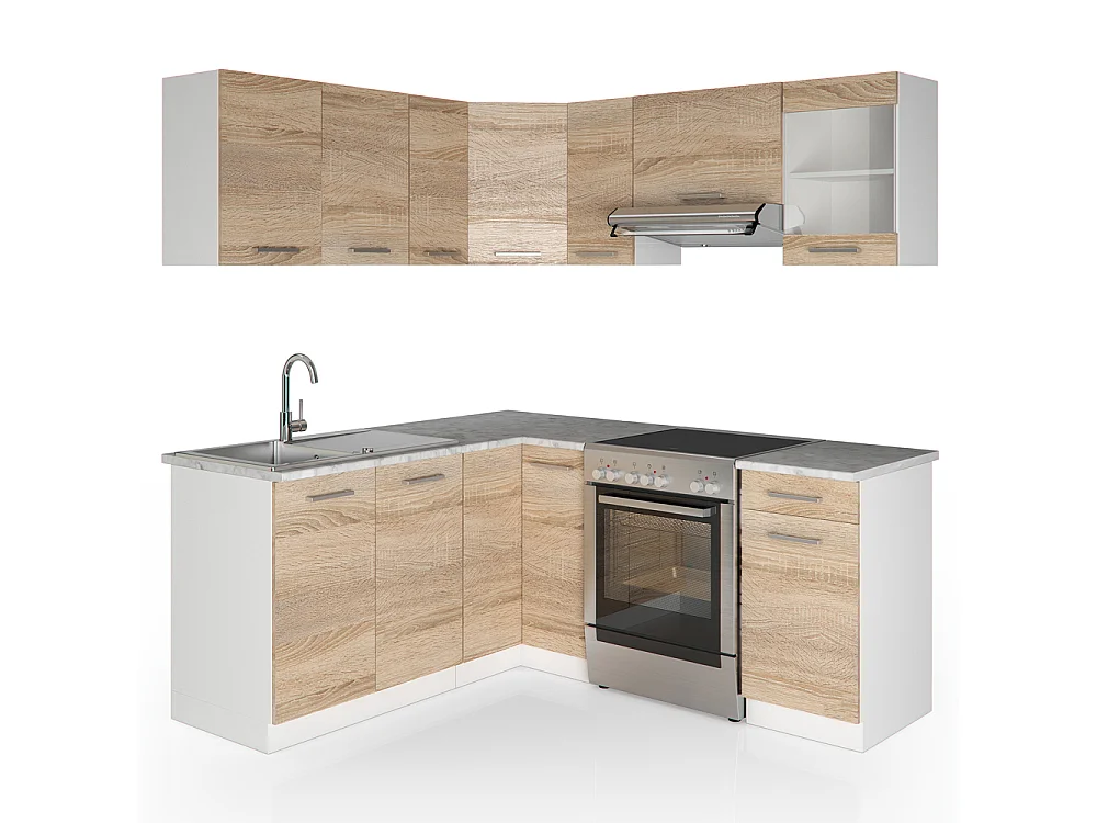 Kuchnia narożna sonoma/biały 187x60x81.6 rick 4780972