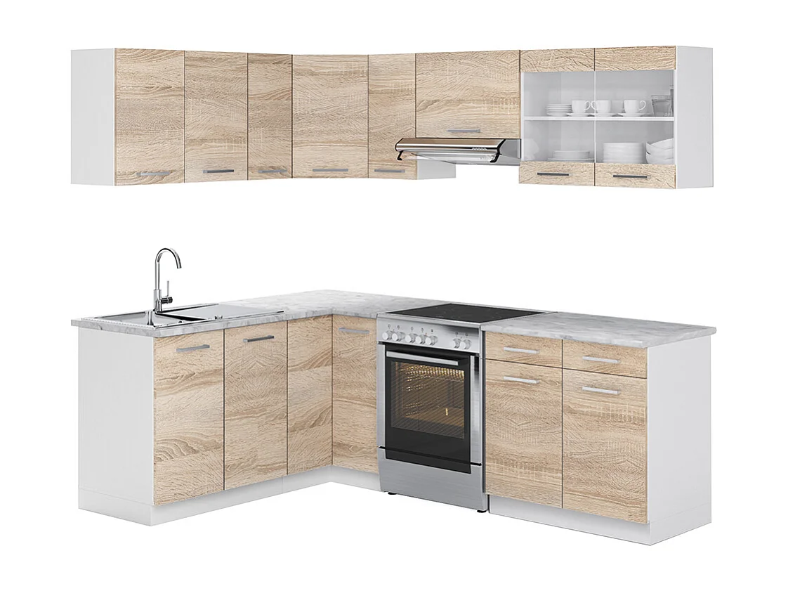 Kuchnia narożna sonoma/biały 227x60x81.6 rick 4782186
