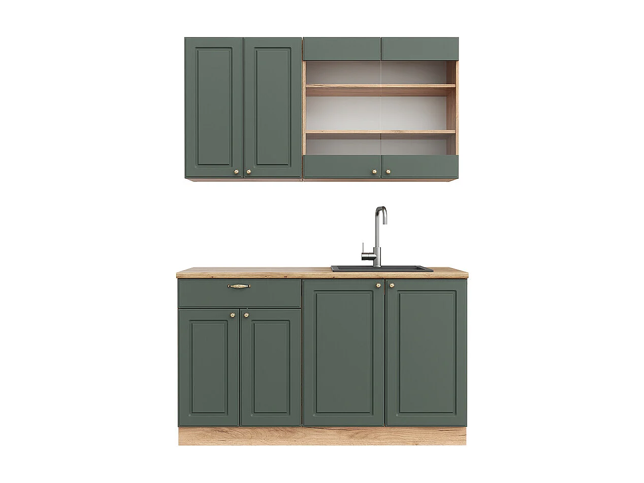 Kuchnia pojedyncza green-gold country/gold power oak 140x46x81.6 fame-line 4781503 - obrazek 1