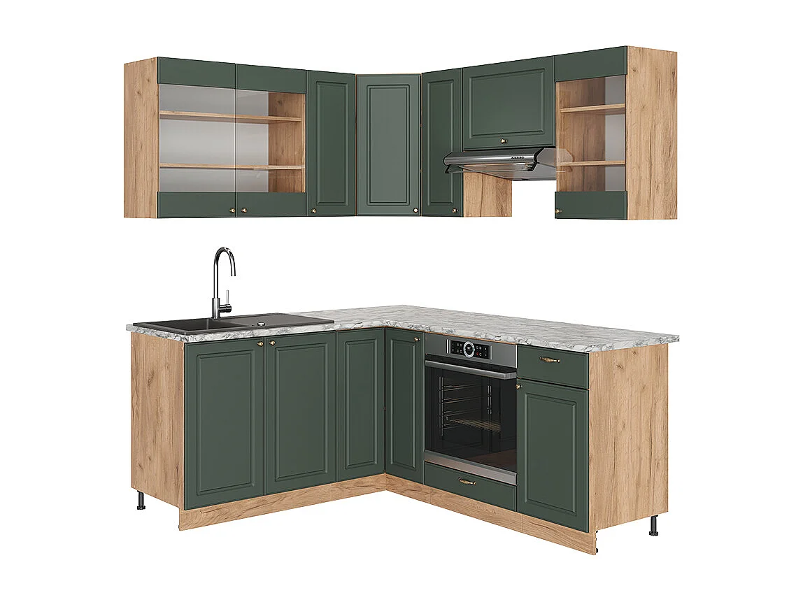Kuchnia narożna green gold country/dąb goldkraft 190x46x81.6 fame-line 4780145 - obrazek 1