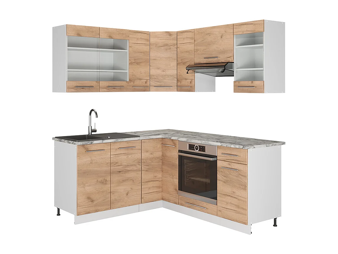 Kuchnia narożna dąb goldkraft/biały 190x46x81.6 fame-line 4781977 - obrazek 1