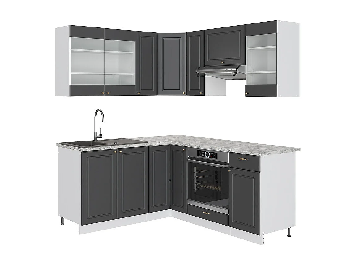 Kuchnia narożna antracyt złoto/biały 190x46x81.6 fame-line 4780358
