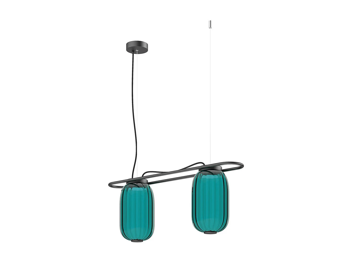 Lampa sufitowa KRISTA w stylu klasycznym - 2x LED SMD AC 10W - 1660lm i 2700K - klosz szklany ø16,3 cm x wys. 130 cm - Stalowo-niebieski - IP20 3748233 - obrazek 1
