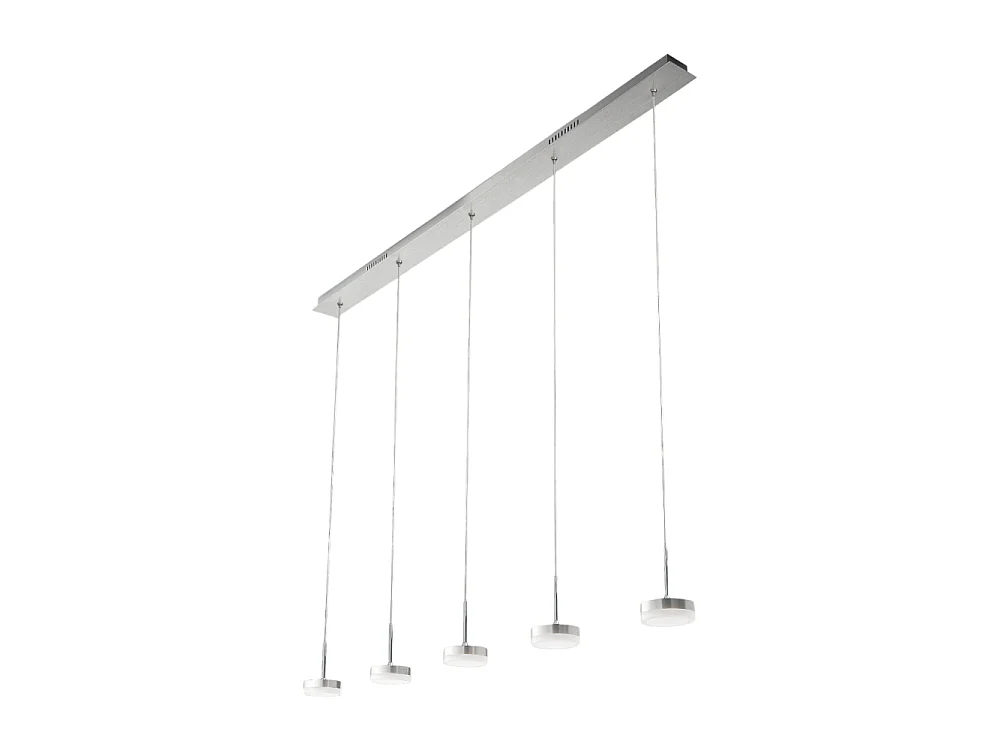 Lampa wisząca Fabas Luce Dunk z 5 źródłami światła - 40 W, ściemnialna dioda LED - szczotkowane aluminium, konstrukcja liniowa 4902360 - obrazek 1