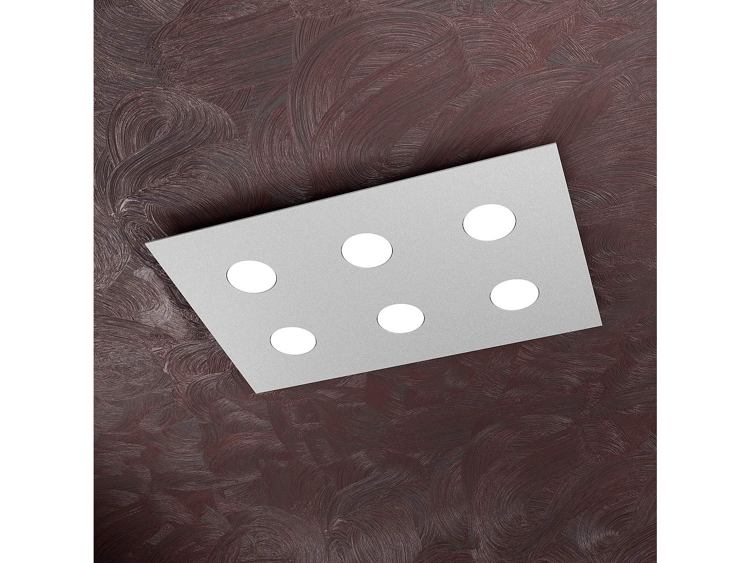 Lampa sufitowa prostokątna Toplight Area 6-punktowa z oprawką GX53, szara rama, nowoczesny design 60x40x3 cm 4139012 - obrazek 1