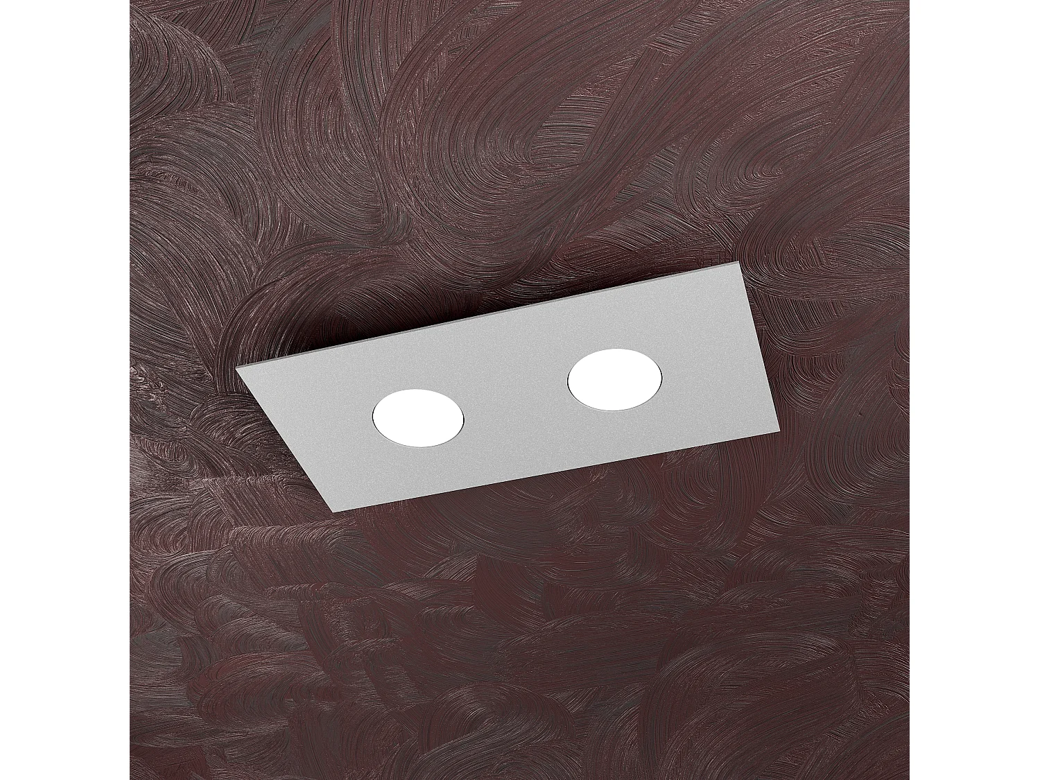 Prostokątna lampa sufitowa Toplight Area z 2 źródłami światła i oprawką GX53, struktura szara, nowoczesny design 40x20x3 cm 4139007