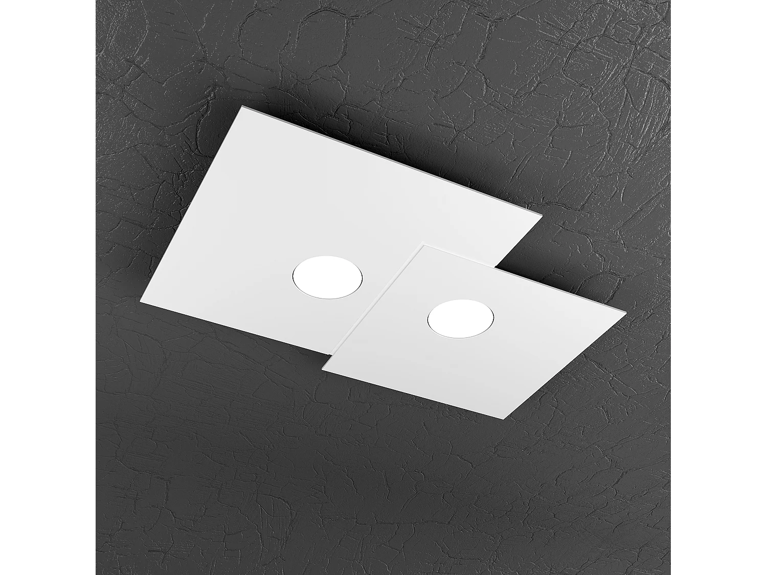Lampa sufitowa kwadratowa Toplight 2-punktowa Plate z gniazdem GX53, biała struktura, nowoczesny design 50x35x3cm 4139010 - obrazek 1