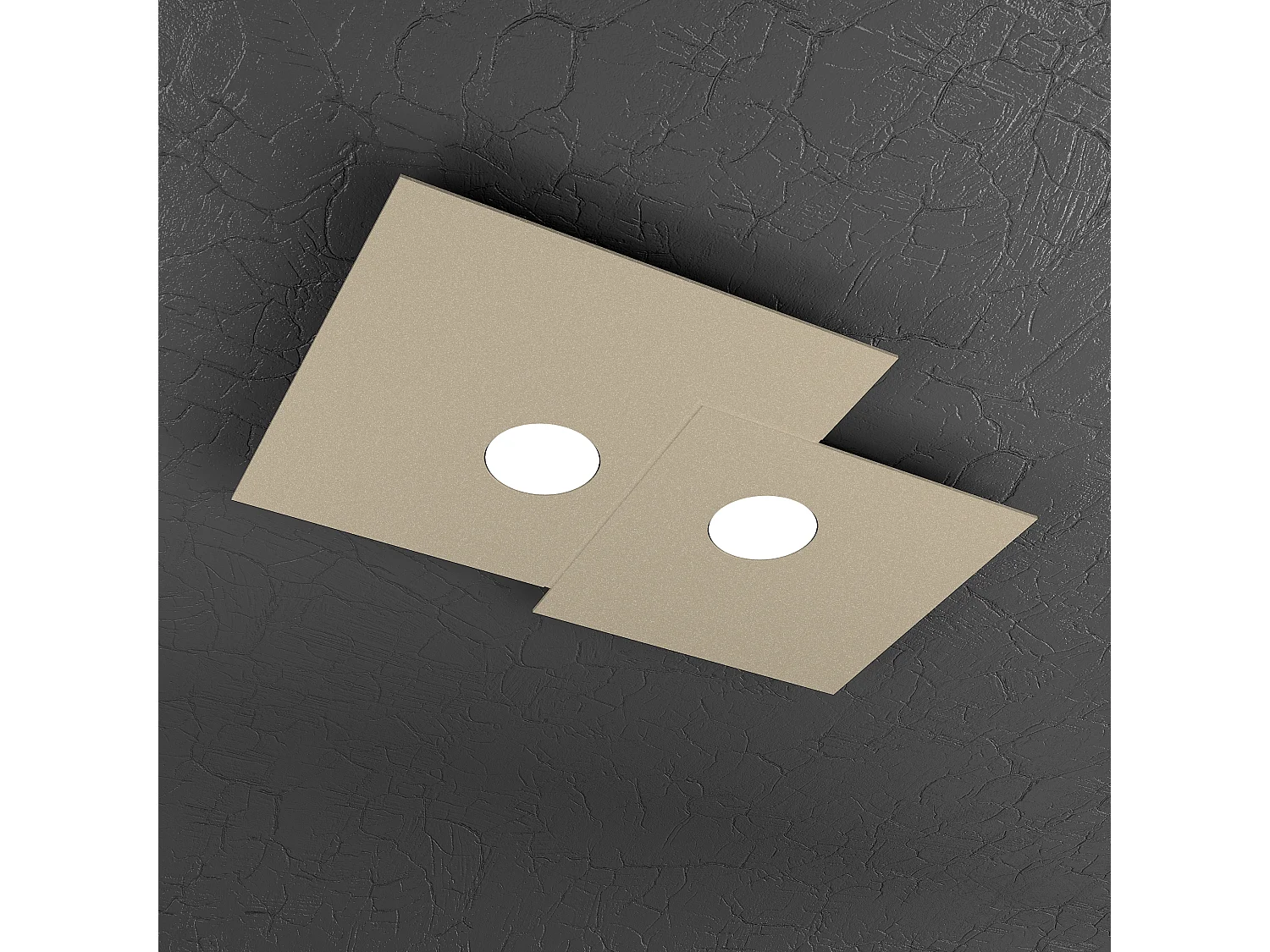 Lampa sufitowa kwadratowa Toplight 2-punktowa Plate z oprawką GX53, struktura w kolorze piaskowym, nowoczesny design 50x35x3cm 4139013 - obrazek 1