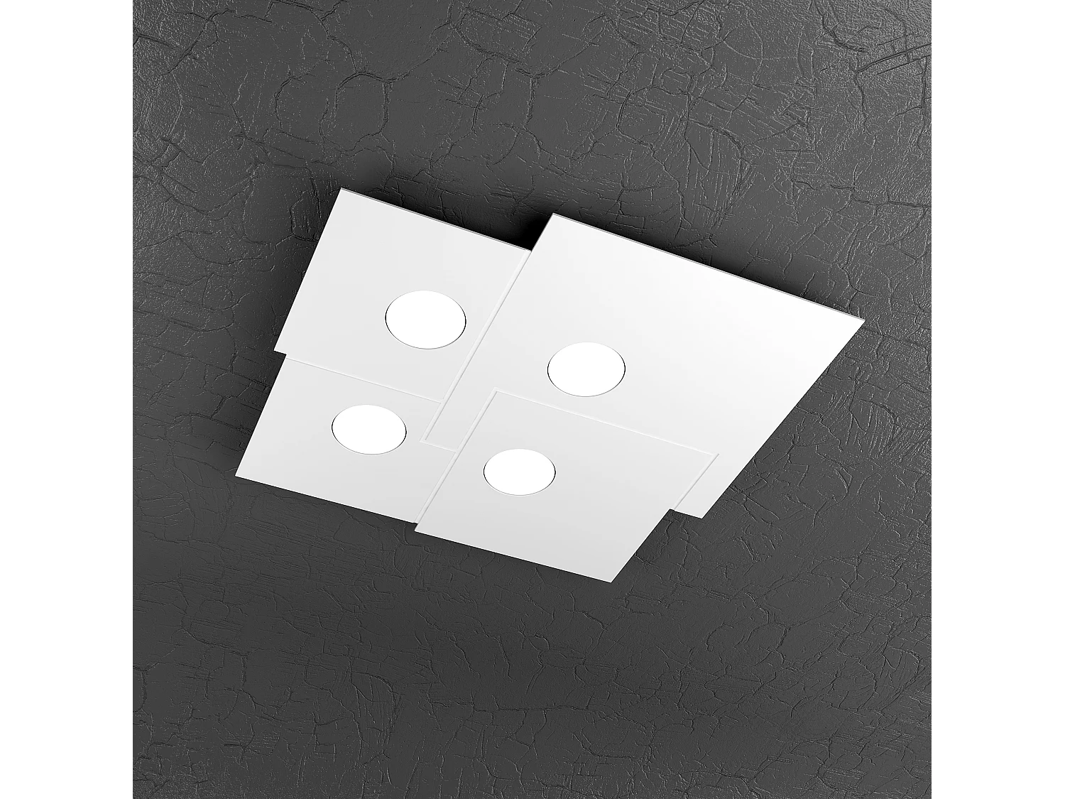 Lampa sufitowa kwadratowa Toplight 4-punktowa Plate z gniazdem GX53, biała struktura, nowoczesny design 50x46x3cm 4139026 - obrazek 1