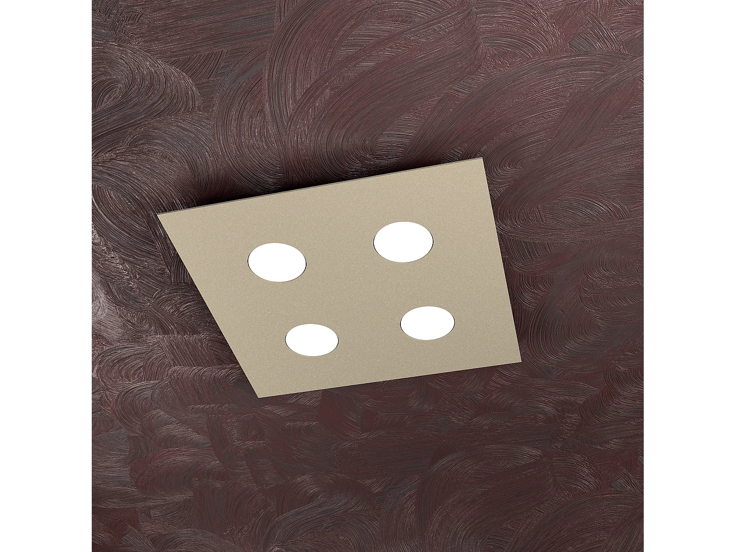 Lampa sufitowa kwadratowa Toplight Area 4-punktowa z oprawką GX53, struktura w kolorze piaskowym, nowoczesny design 40x40x3 cm 4139028 - obrazek 1
