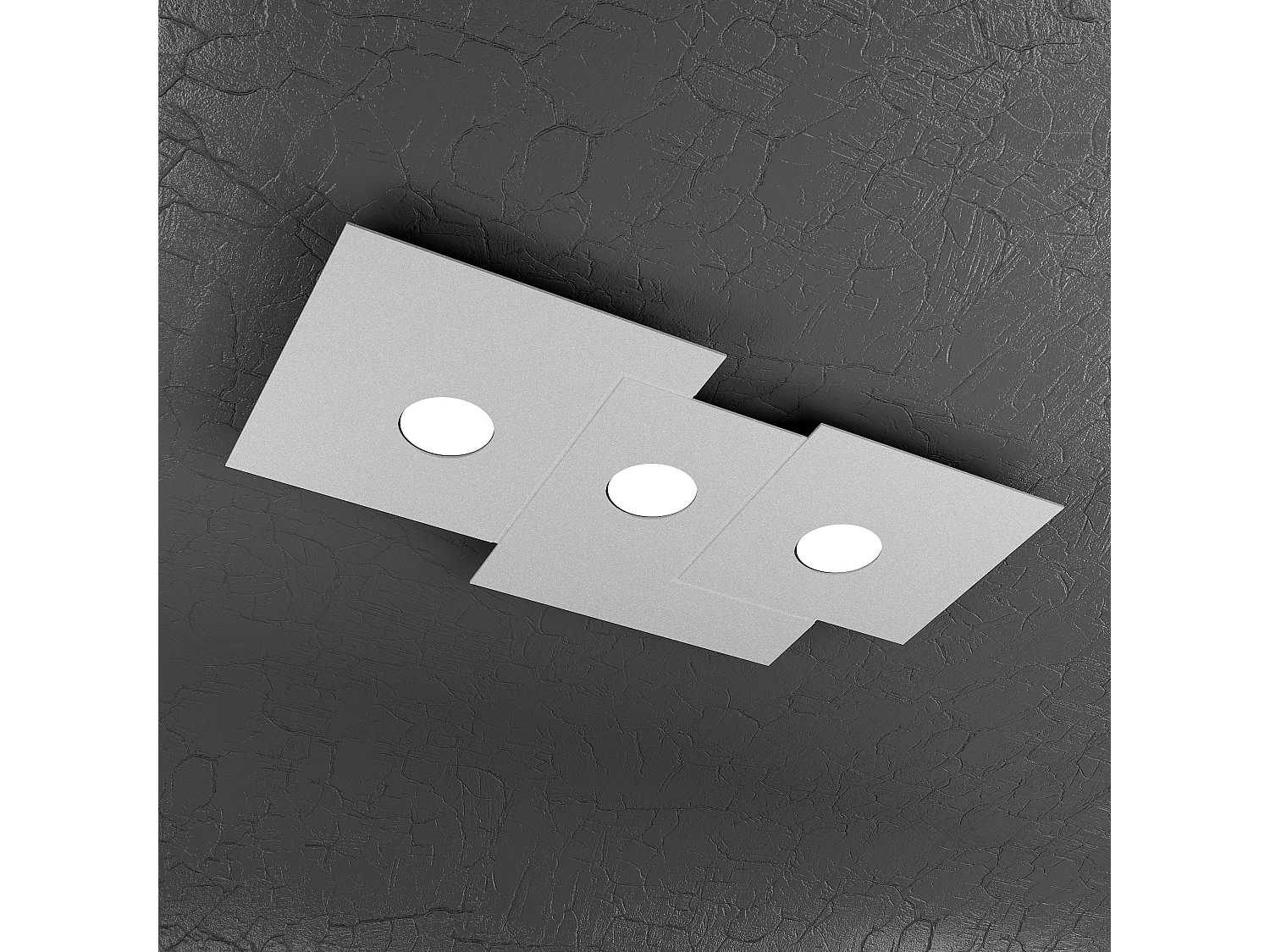 Lampa sufitowa prostokątna Toplight 3-punktowa Plate z oprawką GX53, struktura szara, nowoczesny design 65x37x3cm 4139030 - obrazek 1