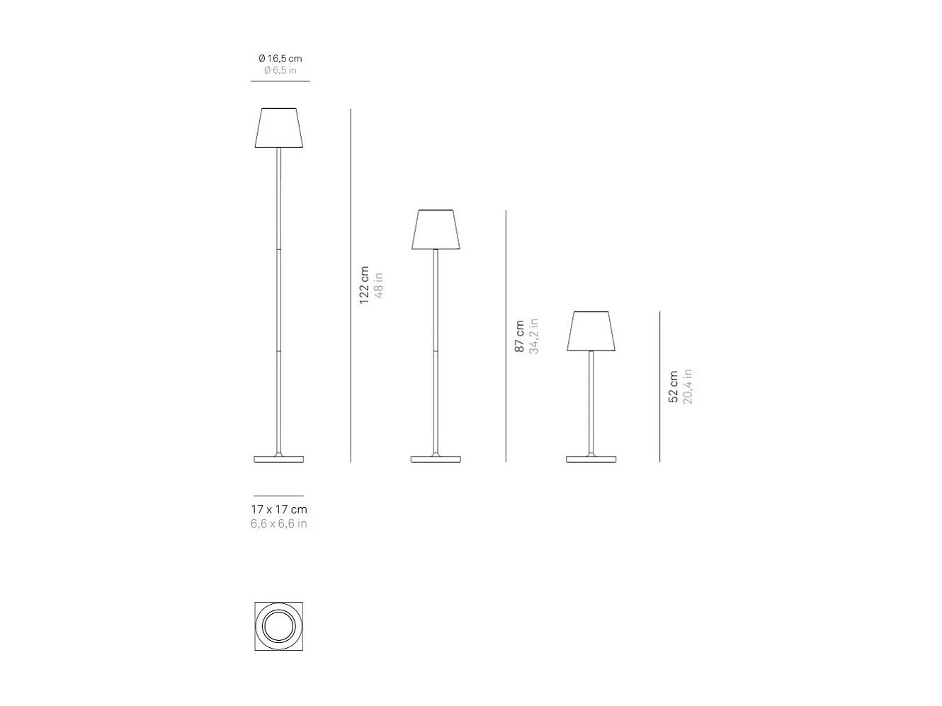 Lampa LED Poldina Pro L Corten, ładowalna i ściemnialna, 122 cm, z czasem pracy na baterii do 12 godzin. 3037715