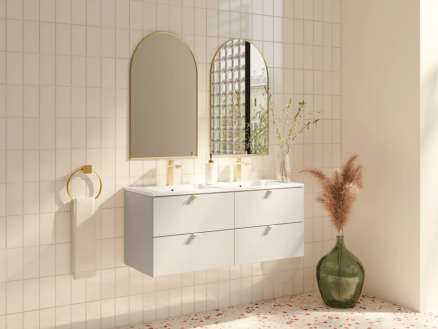 Wisząca szafka łazienkowa – Kolor beżowy – 120 cm – LAVENA 4819215
