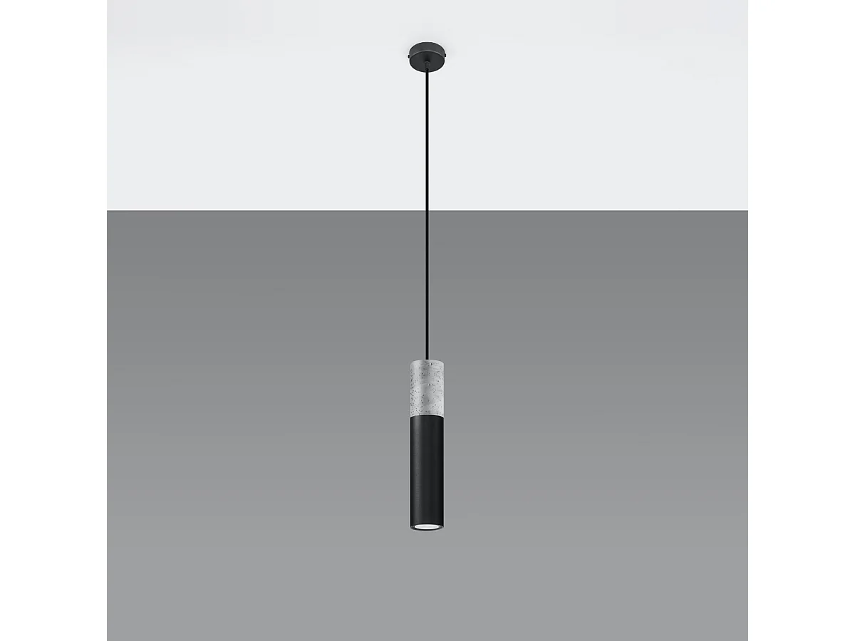 Lampy wiszące nowoczesny Lume, stal/beton - 1 źródło światła 4000K - L.8 x H.105 cm - czarny/szary 4751472 - obrazek 1