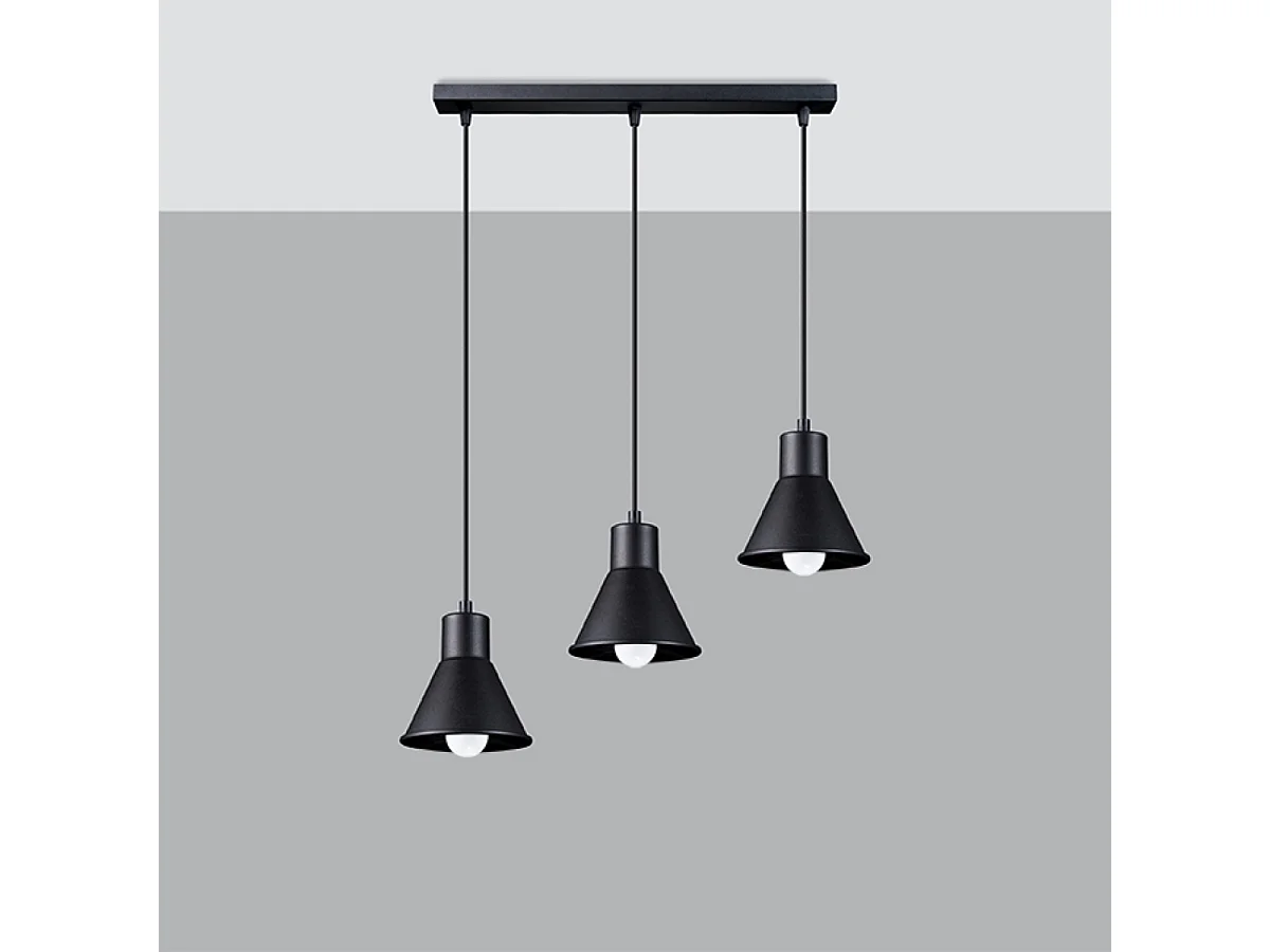 Lampy wiszące nowoczesny Faldura, stal - 3 źródło światła 4000K - L.45 x H.120 cm - czarny 4751466 - obrazek 1
